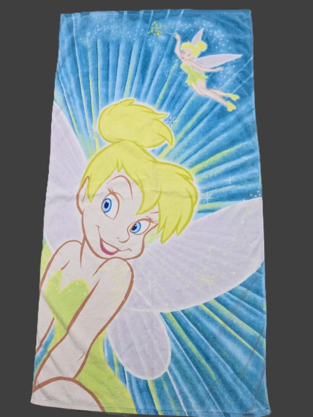 Disney Store Beach Towel Tinkerbell Bath VTG 90s 100% Cotton